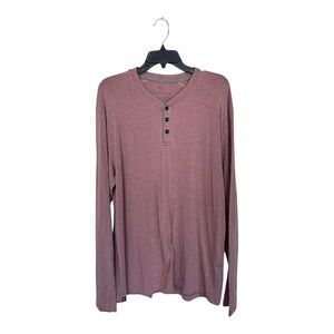 Free Fly | Mens Muted Maroon Long Sleeve‎ 3 Button Tee Soft Knit Relaxed Fit XL